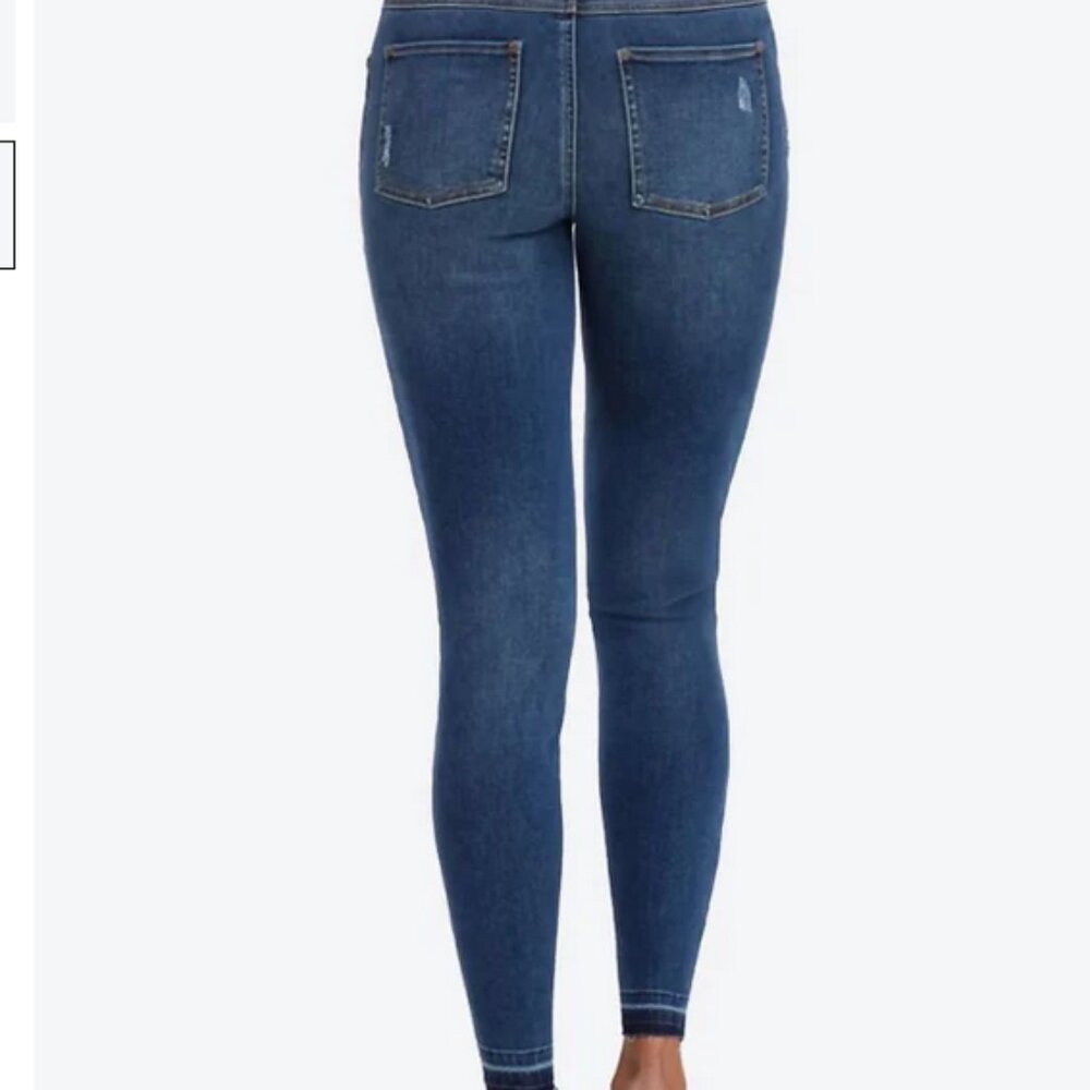 Spanx Women’s High-Rise Distressed Stretch Ankle Skinny Jeans - Dark Wash - Size